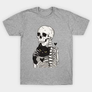 Skeleton and cat T-Shirt